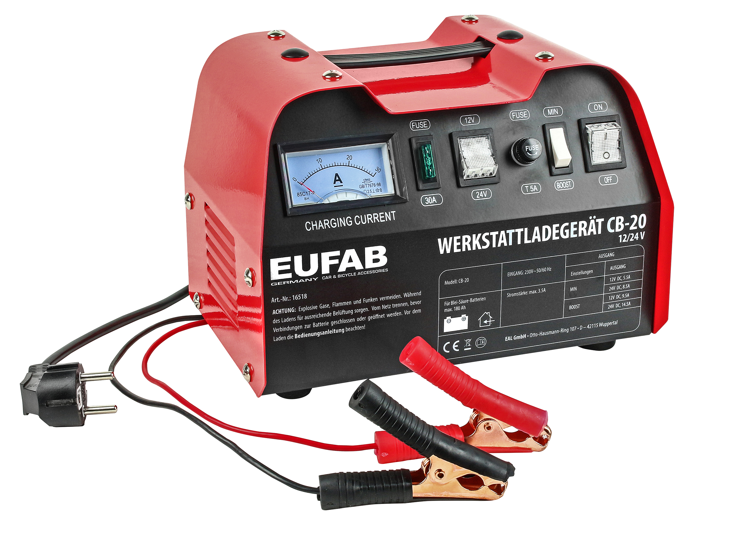 EAL Werkstattladegerät 12/24V 18/12A CB-20,Anwendung zum Laden von Bleibatterien 